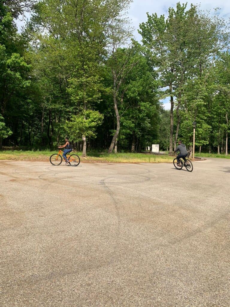 hiking and bike riding