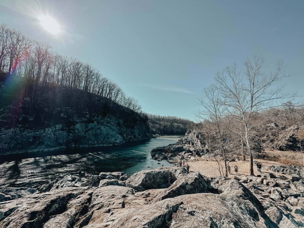 View of a small, sandy beach along the Billy Goat Trail Section A