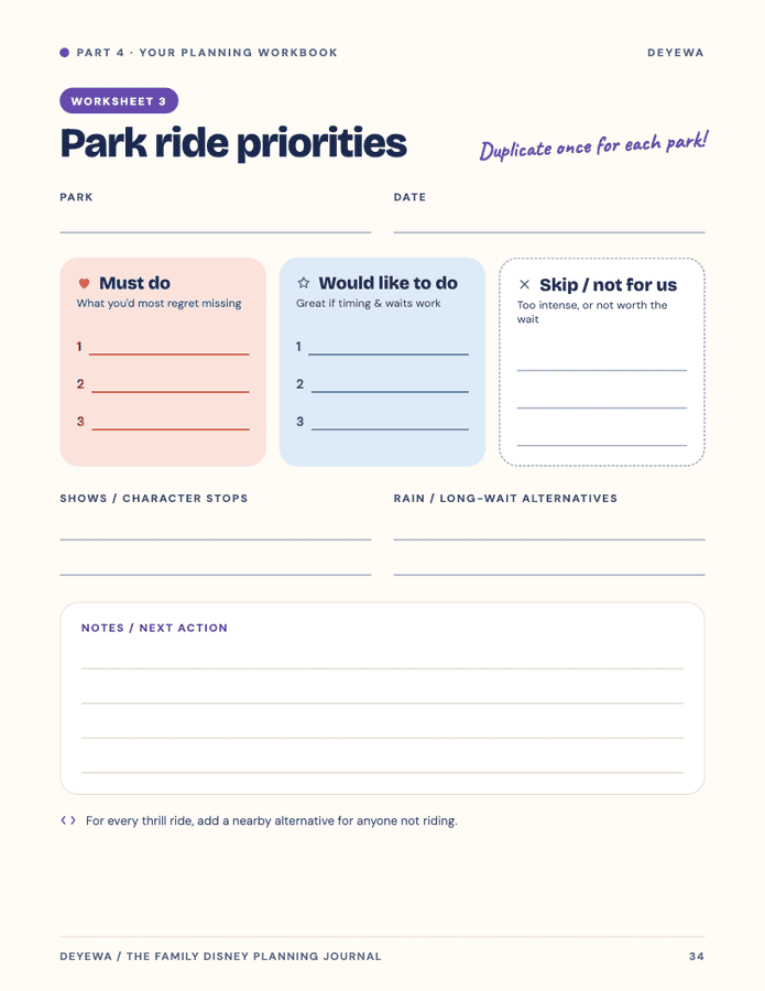 34 Worksheet 3 Ride priorities